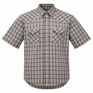 Western Frontier Vintage Pearl Snap Men XL Brown Plaid Short Sleeve Western Yoke